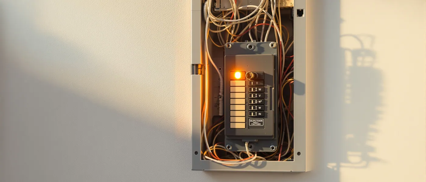 Tableau électrique ouvert avec un disjoncteur qui a sauté au Luxembourg